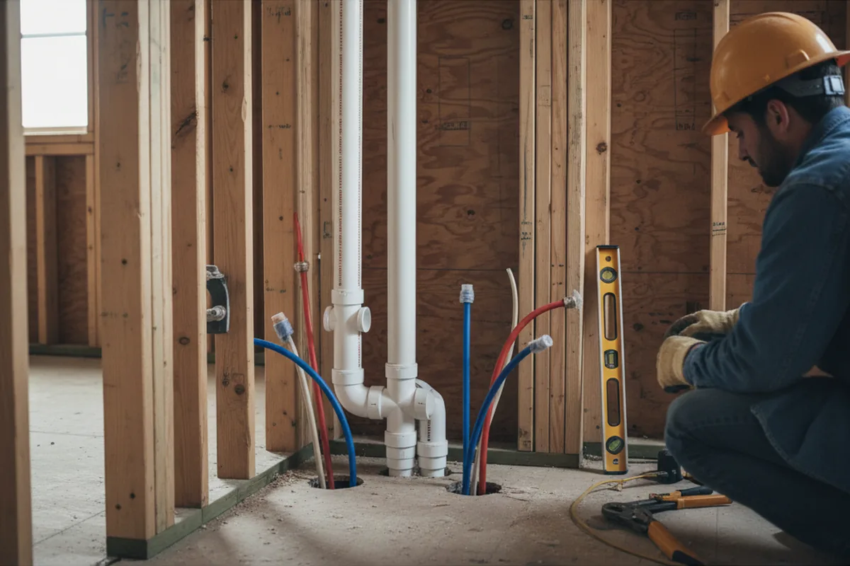 Drain and supply rough-in during Leak Detection in Mouthcard